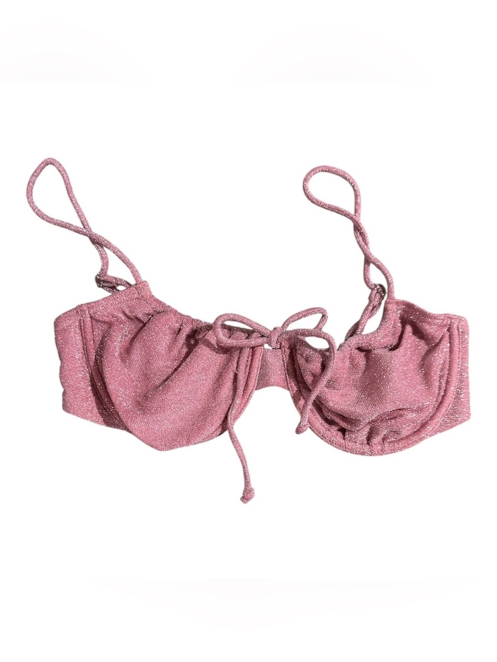 SOUTH BEACH Glitter Bikini Swim Top with Tie Front, Size 6